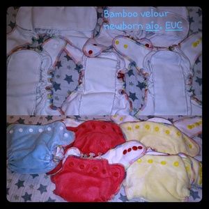 Five Newborn bamboo velour fitteds